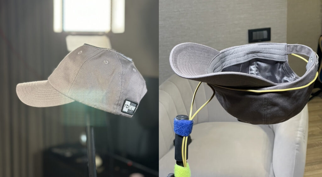 Hats fixed on a tripod for dual passes.